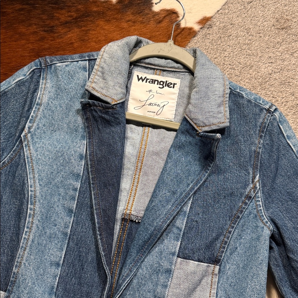 Wrangler Blue Patchwork Denim Blazer - image 3